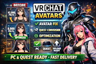 generate optimize or create vrchat avatar for PC and quest