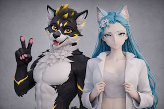 do custom vrchat avatar, vrc avatar, furry avatar 3d model and vr character