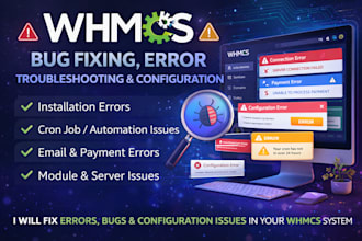 fix whmcs errors, bugs and configuration issues