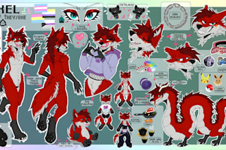 draw furry reference sheet anthro fursona character sheet sfw or nsfw art pack