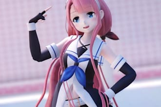 create a custom mmd 3d character model with rigging and facial expressions