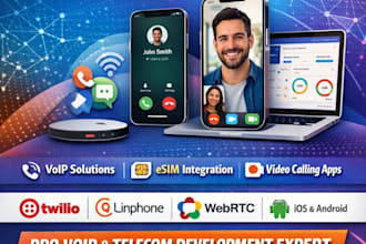 develop linphone app, voip app, esim app, softphone sip calling app with twilio