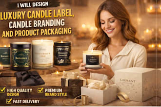 design luxury candle product label, candle branding and product label packaging