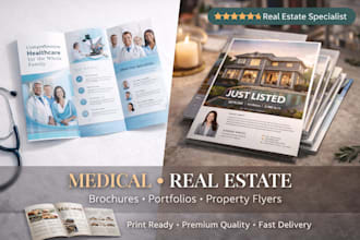 design medical brochure, real estate portfolio or property flyer