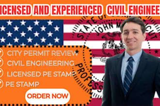 provide licensed civil structural engineer and architect pe stamp seal in ca