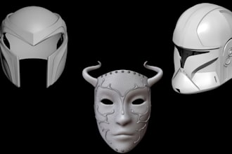design 3d model of a helmet or a mask for 3d printing