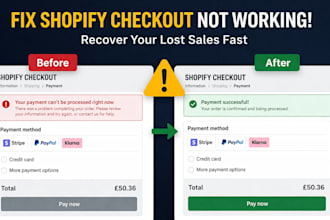 fix shopify checkout not working, payment errors, and checkout bugs fast