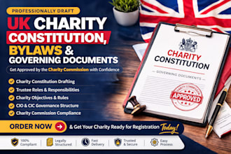 draft UK charity constitution, bylaws and governing documents