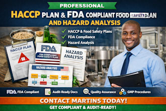 create haccp plan, fda compliant food safety plan and hazard analysis