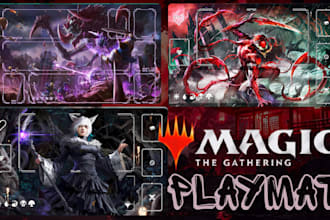 design custom tcg playmat, mtg card game, pokemon, yugioh, anime, playing card