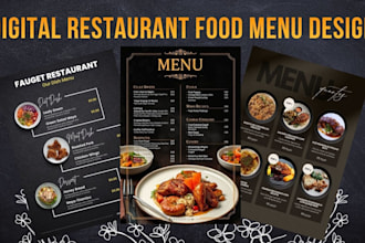 restaurant menu design, food menu card, digital menu board, flyer, pricelist