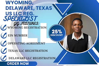 register US llc in wyoming, delaware, texas and ein for non residents