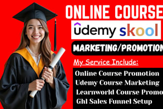do online course promotion, udemy learnworld course marketing, ghl sales funnel