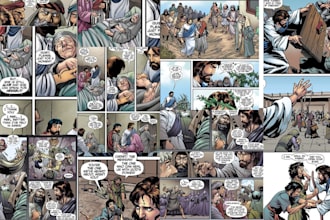 do bible themed illustration,bible comic book illustration,bible page,bible book