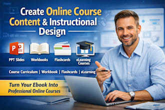 ppt maker online course content, course workbook flashcards instructional design