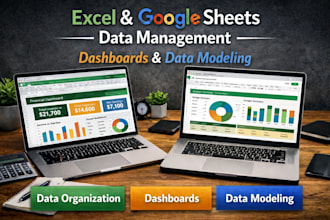 do excel or google sheets data management, dashboards and data modelling