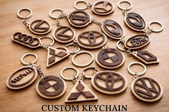 do custom car logo keychain dxf for cnc laser plasma router cutting, engraving