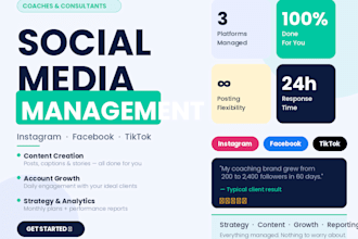 manage instagram, facebook and tiktok for coaches and consultants