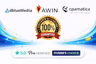create adbluemedia , awin and cpamatica account for you
