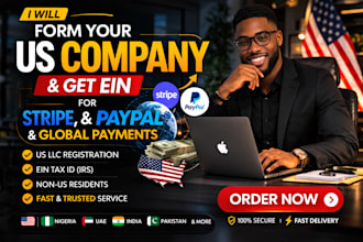 form US llc company and ein for stripe paypal and global payments