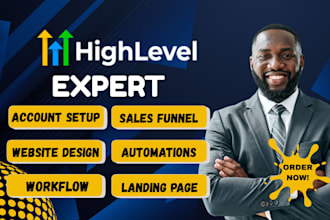 setup gohighlevel CRM, sales funnel, landing page and automation workflow
