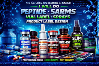 design clean peptide vial label, vial label design, product label design