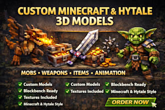 create custom minecraft and hytale 3d models, textures in blockbench