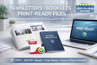 design newsletter layouts, format PDF to print ready