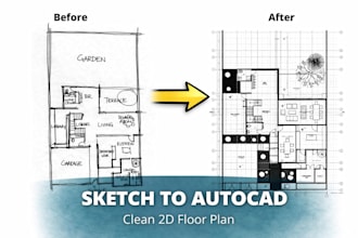 convert PDF or sketch to autocad floor plan