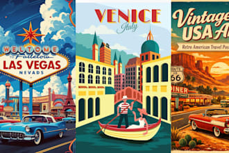 design vintage retro travel poster, vintage poster, poster design, church poster