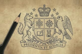 custom luxury heraldic coat of arms logo for your family, brand, or business