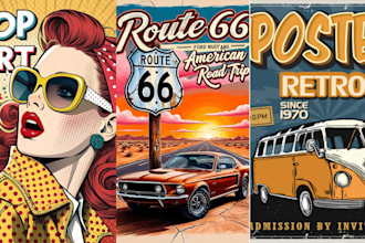 design a professional vintage travel poster, vintage poster, retro travel poster