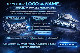 turn your logo or name into 3d printable merchandise