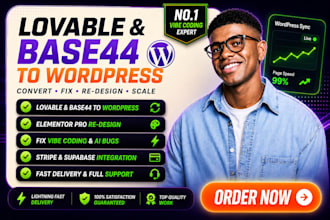 convert lovable or base44 to wordpress elementor, fix vibe coding ai web app