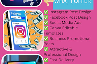 design professional instagram , facebook and canva post design