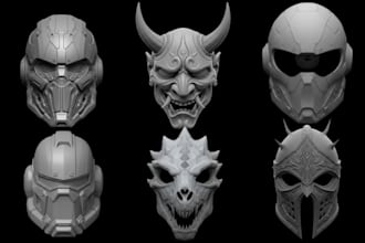 design custom 3d cosplay mask, helmet, armor 3d, custom mask stl for 3d printing