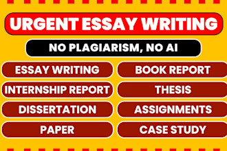 do urgent essay writing as an essay writer, book report, internship report