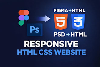 convert figma, PSD, or design to responsive HTML CSS website