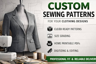 make clothing sewing pattern, clo3d designs, pattern size grading and home print