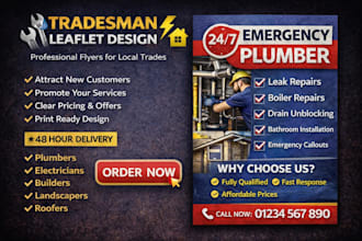 a professional tradesman leaflet for plumber electrician builder