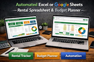 create automated excel or google sheets rental spreadsheet and budget planner