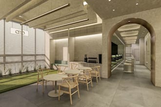 presenting commercial bar, golf simulator, club lounge, golf study nook