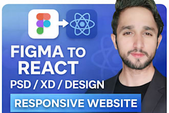 convert figma or psd to react js responsive website