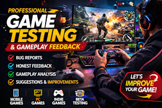 game test game play gameplay feedback game tester,