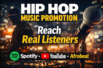 promote your hip pop , rap or afrobeat music to real listeners