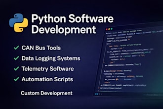 develop python software for data logging, can bus, telemetry and automation