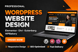design wordpress website using elementor, divi, gutenberg or wpbakery