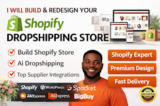 build ai shopify store design dropshipping shopify website design development