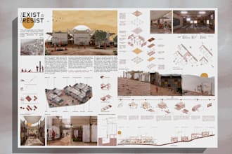 design architectural presentation board, poster, or diagrams and collage