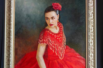 paint a realistic oil portrait classic fine art or digital